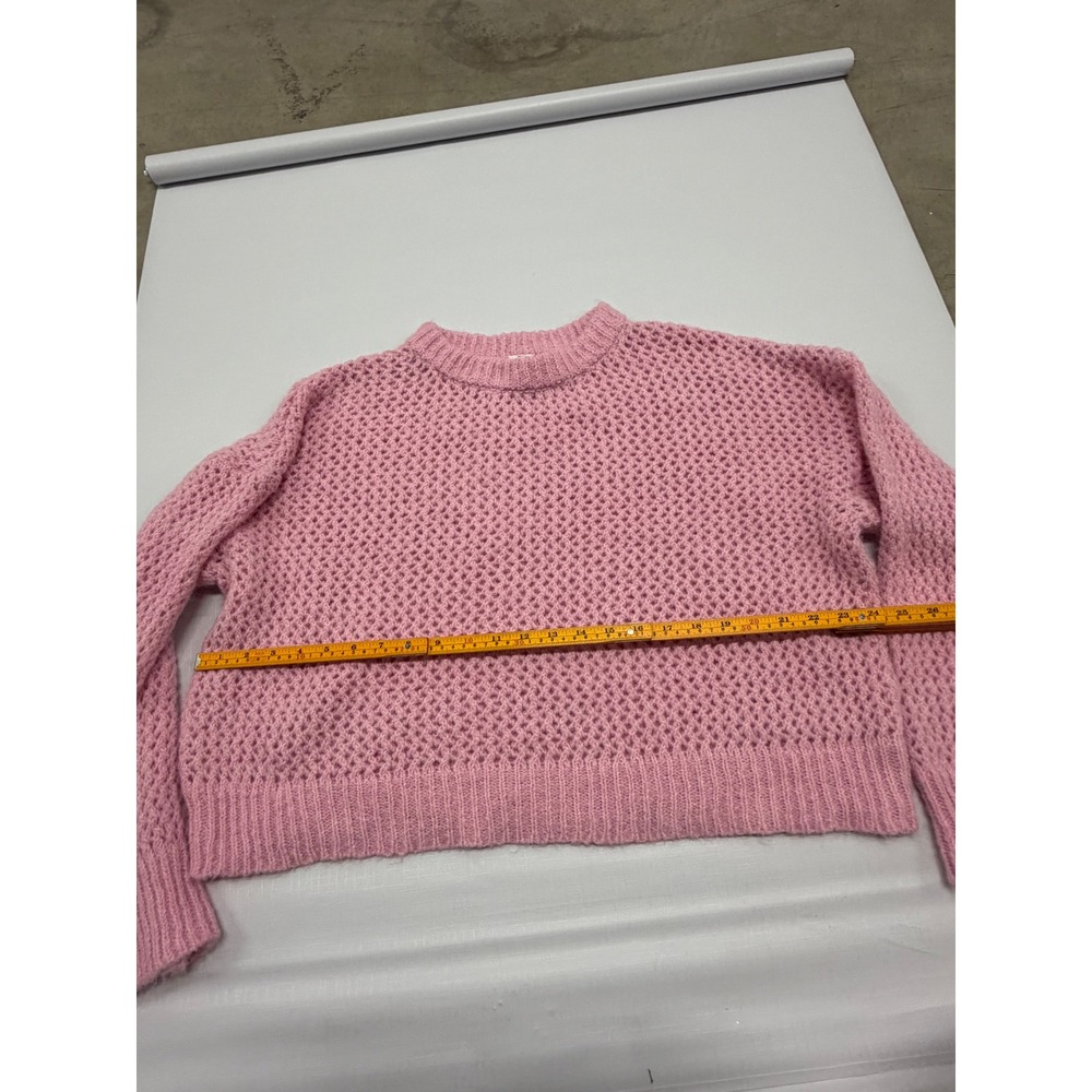 Wild Fable Pink Open Knit Sweater Womens Crew Neck Long Sleeve Pullover size M - Picture 6 of 8